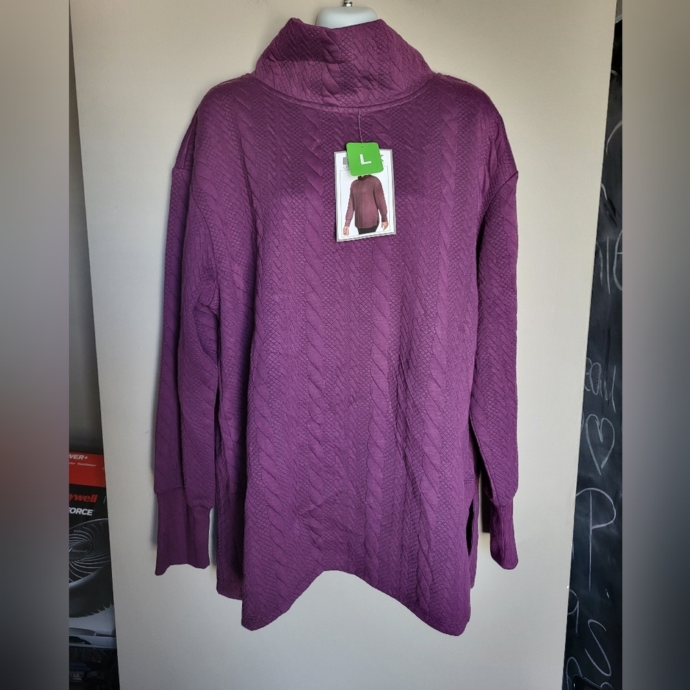 NEW RBX Women's Cowl Neck Sweater in Rich Purple, Size Large